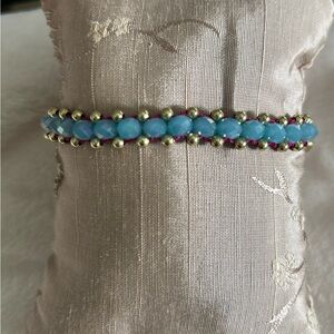 Elegant Blue and Gold Beaded Bracelet